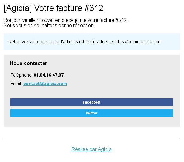 Votre facture est envoyée automatiquement par e-mail Votre facture est envoyée automatiquement par e-mail